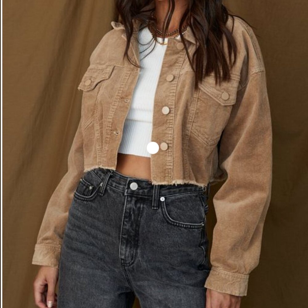 Cropped Corduroy Tan Jacket